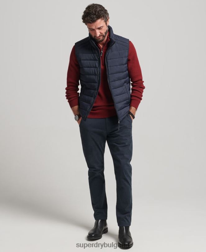 Superdry облекло N00H4590 военноморски флот мъже лека подплатена жилетка