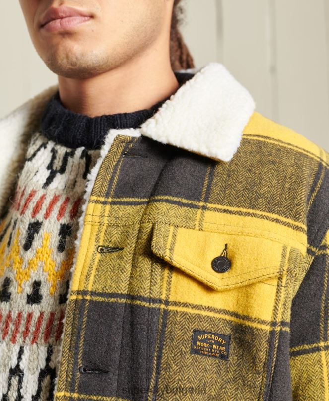 Superdry облекло N00H4593 злато мъже шосейно вълнено яке шерпа на шофьор на камион