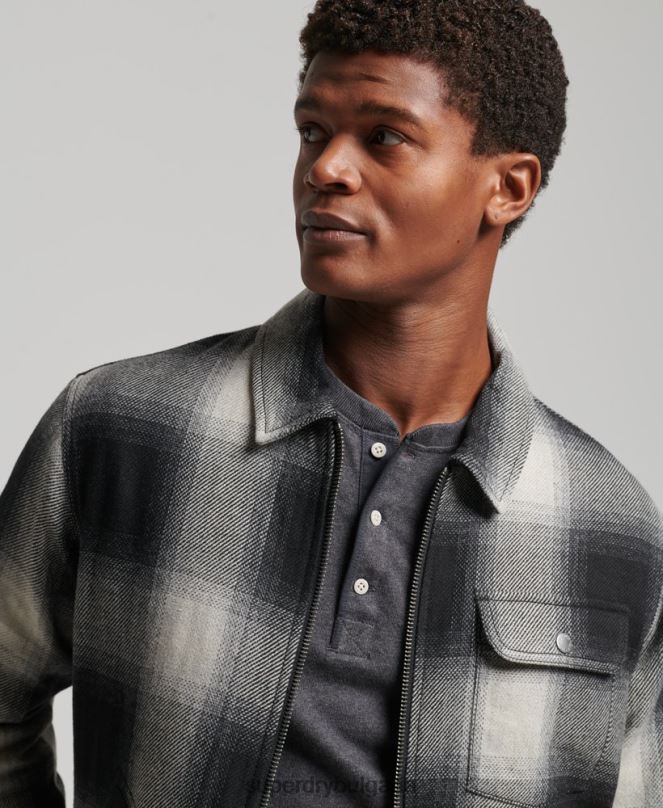 Superdry облекло N00H4594 черен мъже реколта вълнено яке Harrington