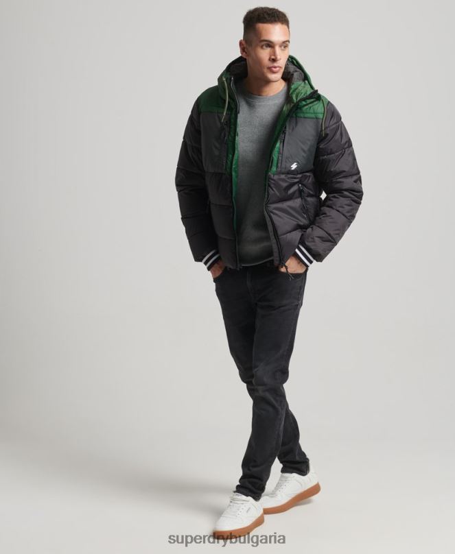 Superdry облекло N00H4597 черен мъже спортно яке с пуфър color block