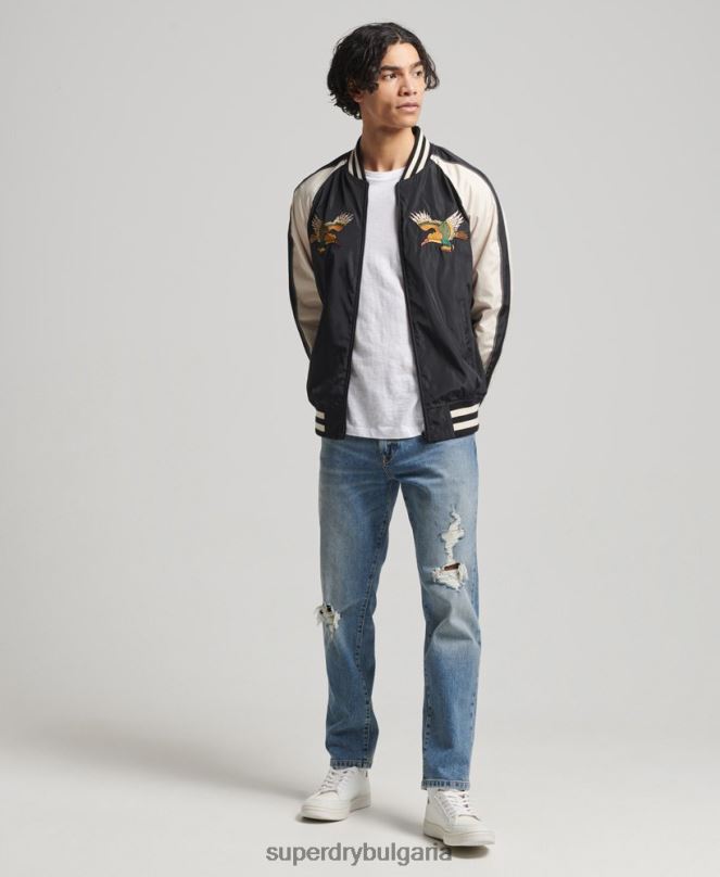 Superdry облекло N00H4599 черен мъже винтидж сукаджан яке
