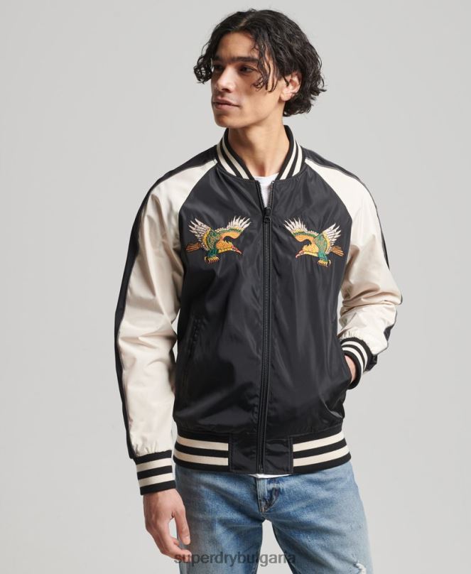 Superdry облекло N00H4599 черен мъже винтидж сукаджан яке