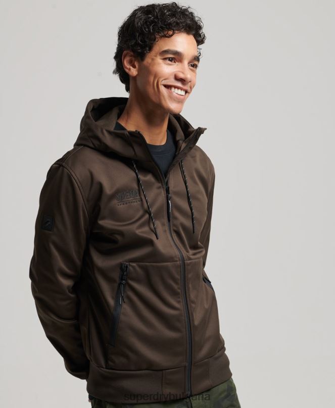 Superdry облекло N00H4600 кафяво мъже технологично спортно яке от софт шел