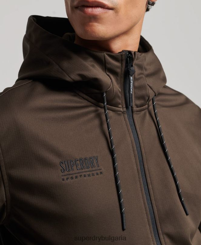 Superdry облекло N00H4600 кафяво мъже технологично спортно яке от софт шел