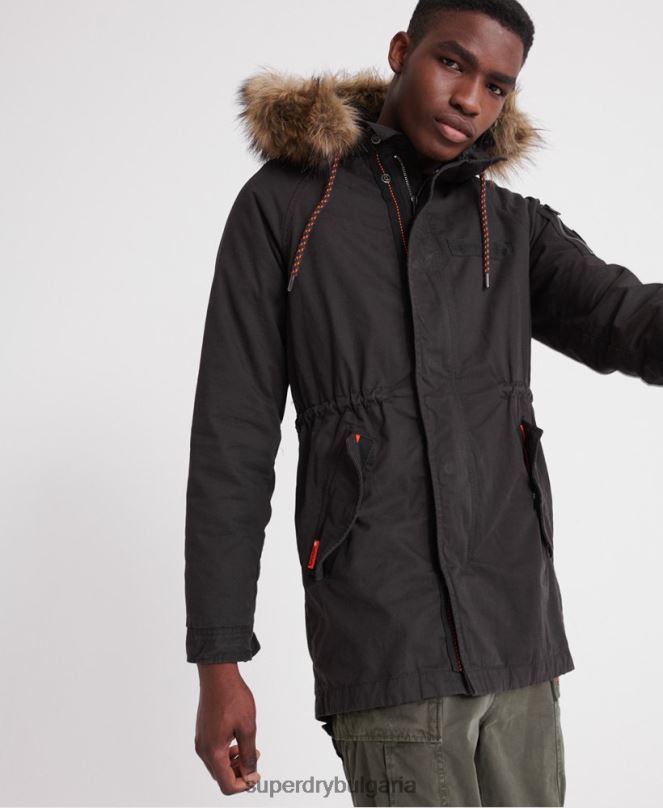Superdry облекло N00H4605 черен мъже планинско авиаторско яке за новобранец