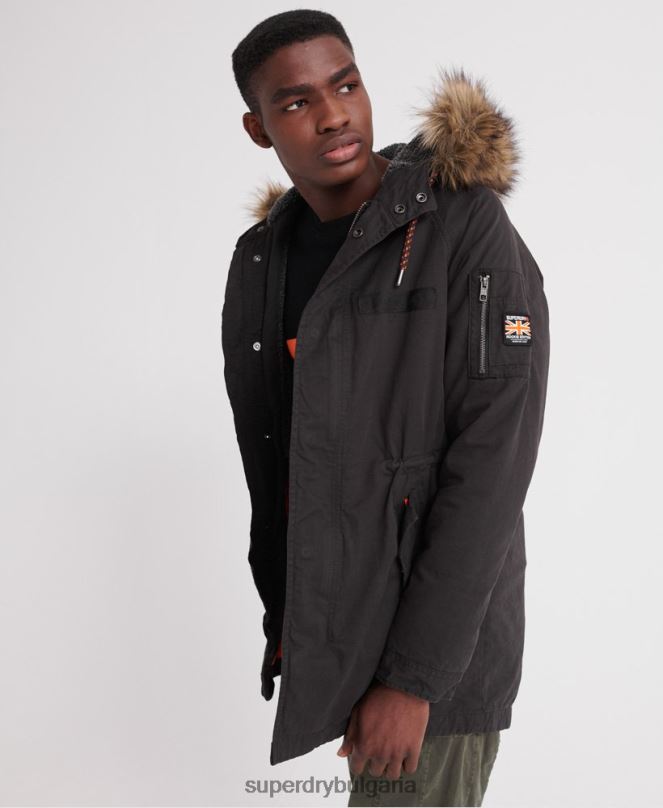 Superdry облекло N00H4605 черен мъже планинско авиаторско яке за новобранец