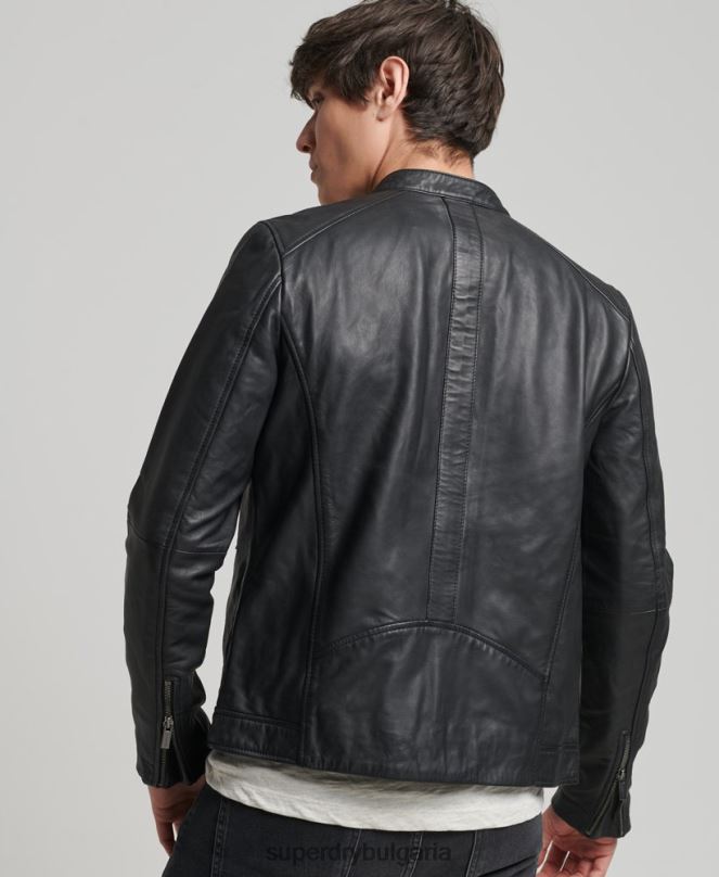 Superdry облекло N00H4607 черен мъже светло кожено състезателно яке hero