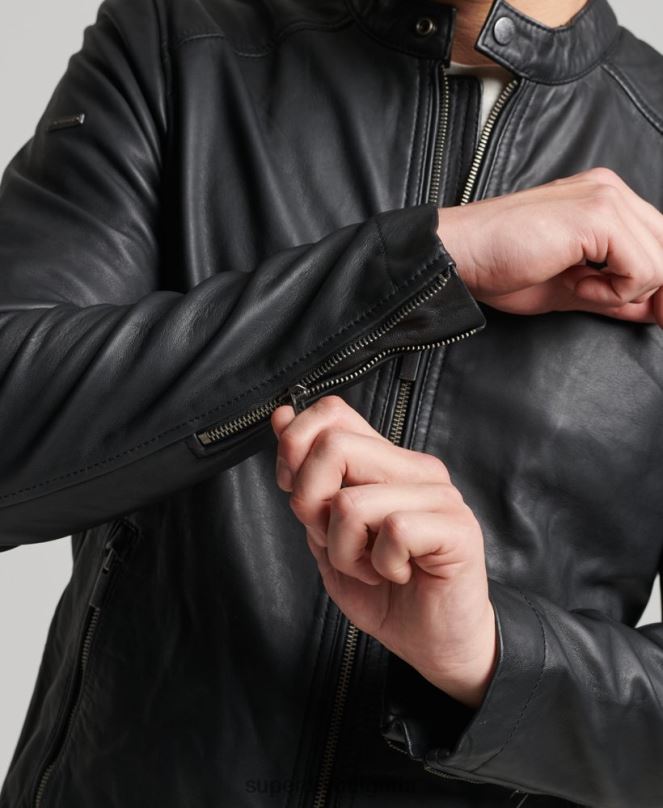 Superdry облекло N00H4607 черен мъже светло кожено състезателно яке hero