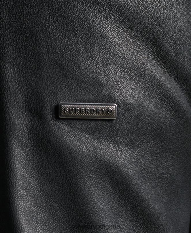 Superdry облекло N00H4607 черен мъже светло кожено състезателно яке hero