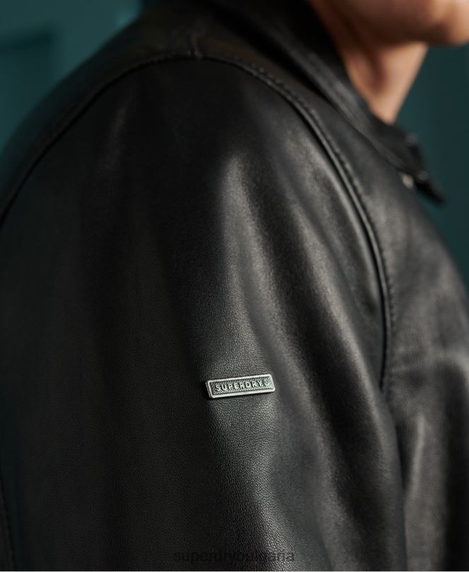 Superdry облекло N00H4608 черен мъже светло кожено яке curtis
