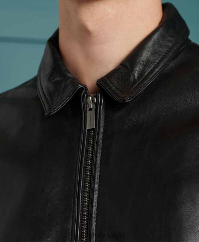 Superdry облекло N00H4608 черен мъже светло кожено яке curtis