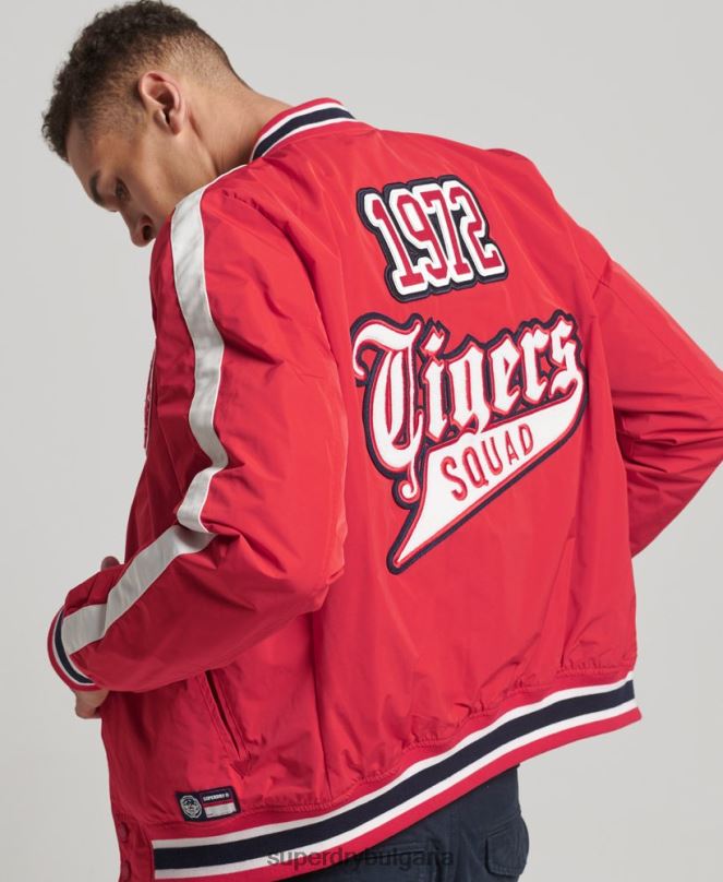 Superdry облекло N00H4612 червен мъже луксозно университетско бомбър яке