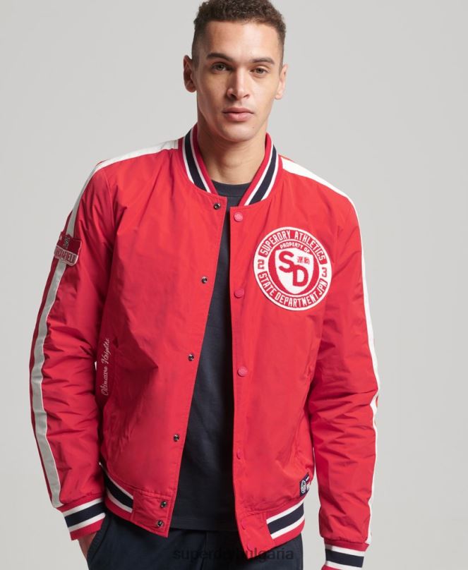 Superdry облекло N00H4612 червен мъже луксозно университетско бомбър яке