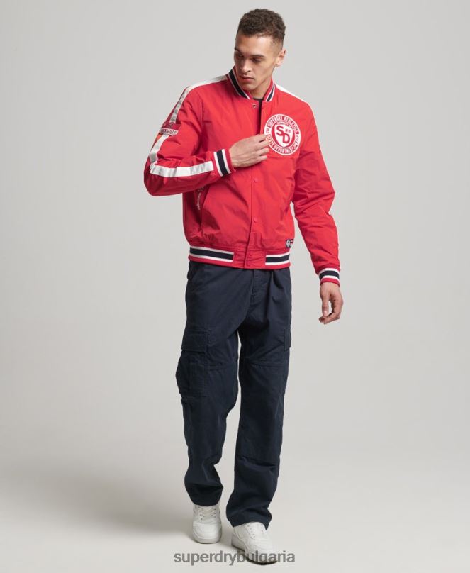 Superdry облекло N00H4612 червен мъже луксозно университетско бомбър яке