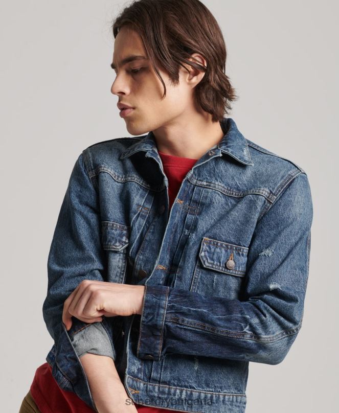Superdry облекло N00H4617 тъмно синьо мъже ретро яке за работник, шофьор на камион