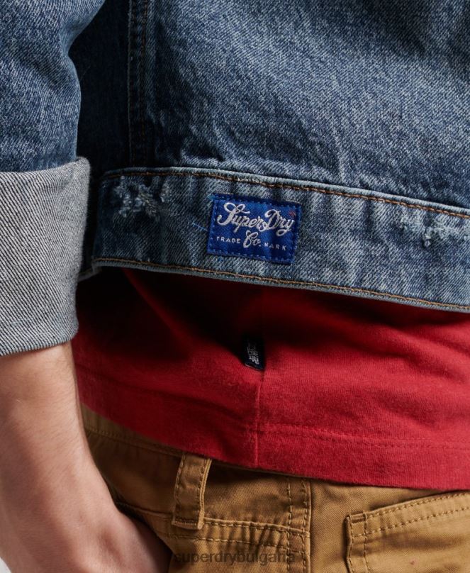 Superdry облекло N00H4617 тъмно синьо мъже ретро яке за работник, шофьор на камион
