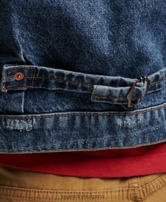 Superdry облекло N00H4617 тъмно синьо мъже ретро яке за работник, шофьор на камион