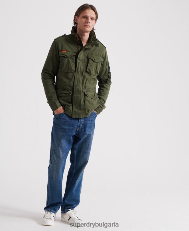 Superdry облекло N00H4626 зелено мъже класическо новобранско яке с джоб