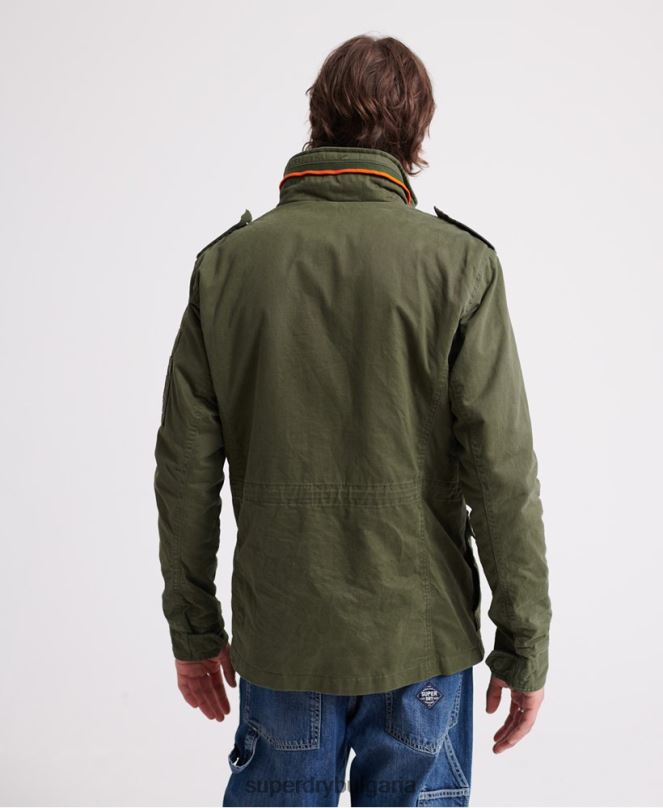 Superdry облекло N00H4626 зелено мъже класическо новобранско яке с джоб