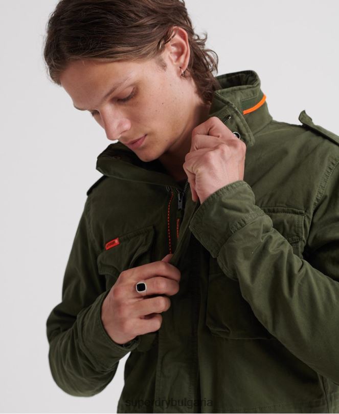 Superdry облекло N00H4626 зелено мъже класическо новобранско яке с джоб