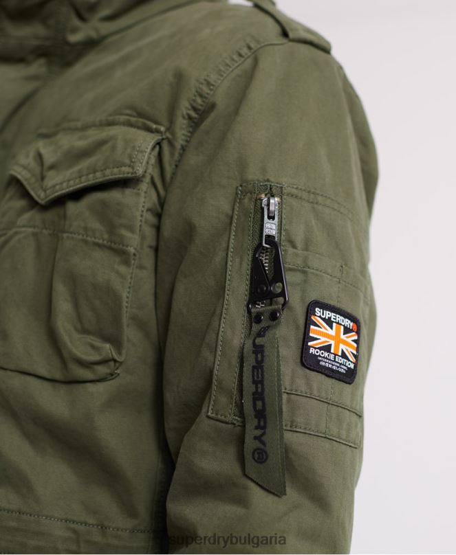 Superdry облекло N00H4626 зелено мъже класическо новобранско яке с джоб