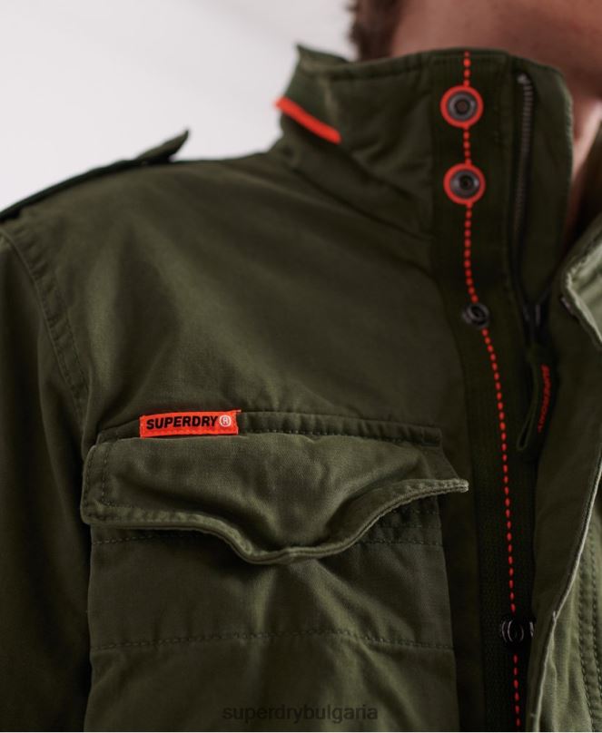 Superdry облекло N00H4626 зелено мъже класическо новобранско яке с джоб