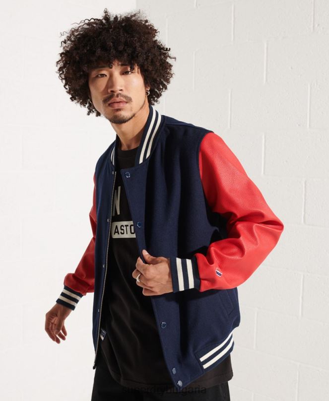 Superdry облекло N00H4628 военноморски флот мъже вълнено университетско бейзболно яке