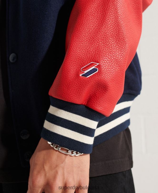 Superdry облекло N00H4628 военноморски флот мъже вълнено университетско бейзболно яке