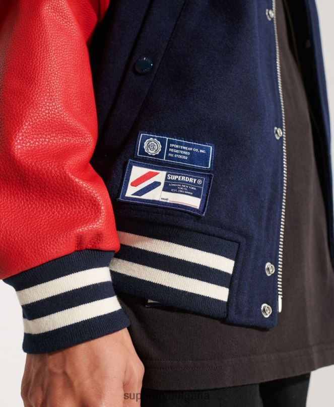 Superdry облекло N00H4628 военноморски флот мъже вълнено университетско бейзболно яке
