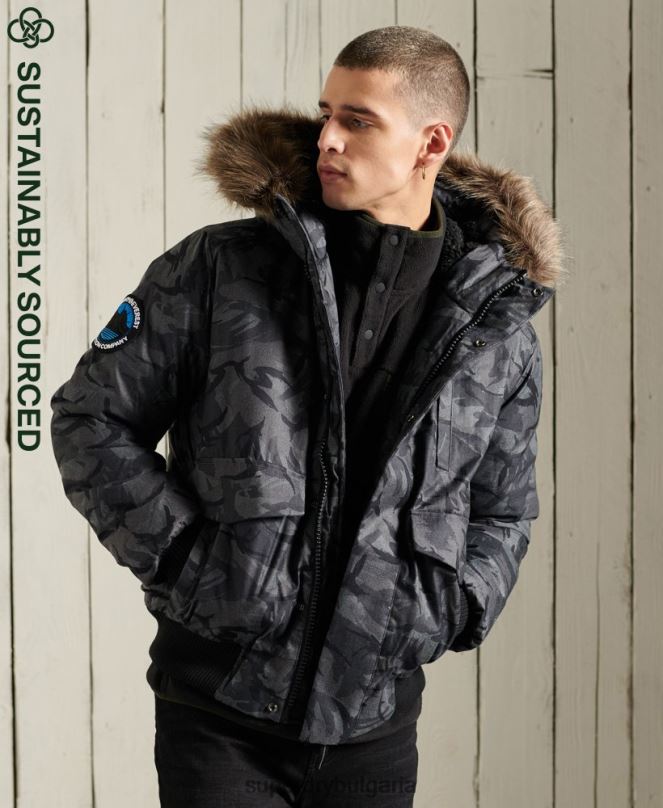 Superdry облекло N00H4631 сиво мъже бомбър яке Everest