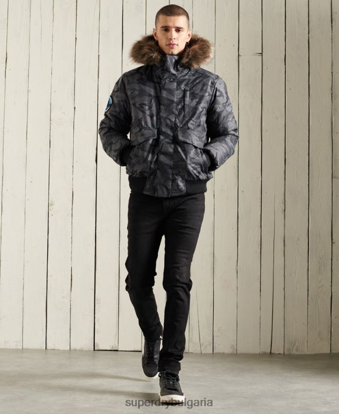 Superdry облекло N00H4631 сиво мъже бомбър яке Everest