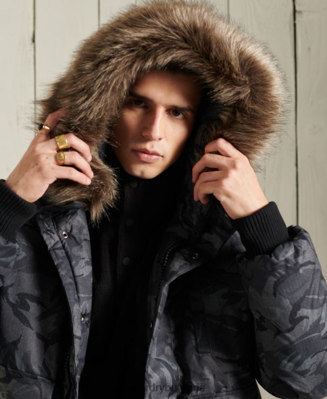 Superdry облекло N00H4631 сиво мъже бомбър яке Everest