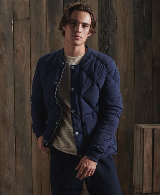 Superdry облекло N00H4632 син мъже сухо яке от патешки пух