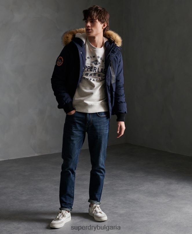 Superdry облекло N00H4646 военноморски флот мъже бомбър яке Everest