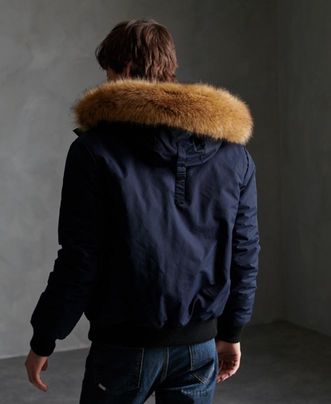 Superdry облекло N00H4646 военноморски флот мъже бомбър яке Everest