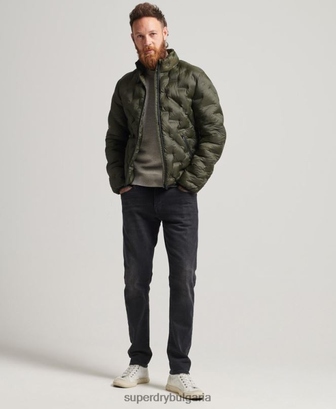 Superdry облекло N00H4650 зелено мъже термозапечатано яке