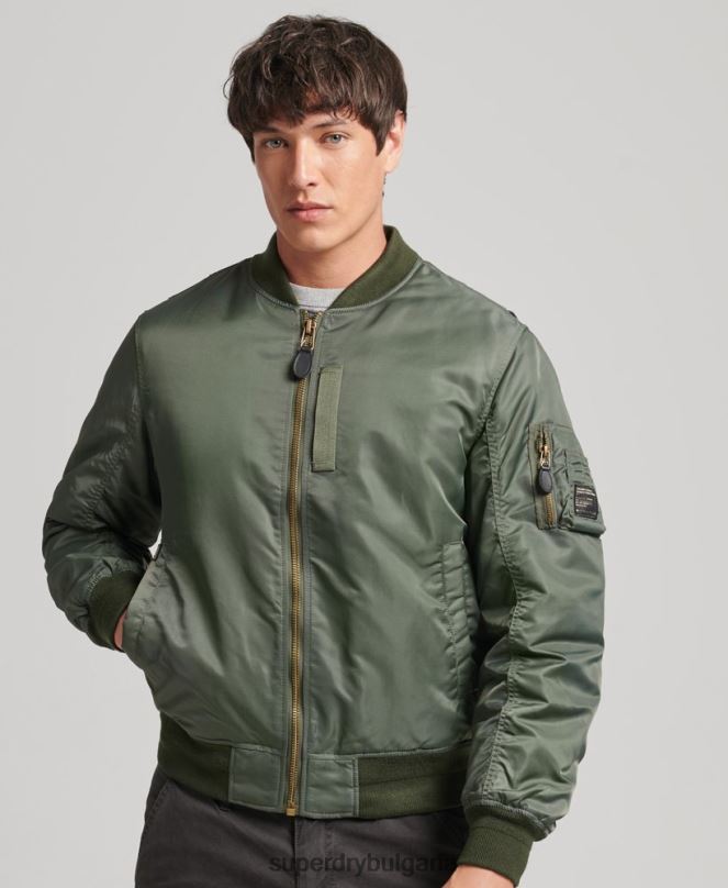Superdry облекло N00H4656 зелено мъже винтидж яке ma1 бомбър