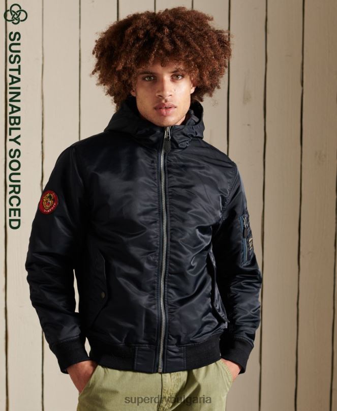 Superdry облекло N00H4658 военноморски флот мъже бомбър яке ma1 с качулка