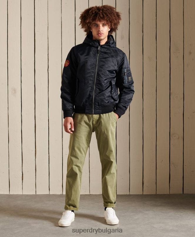 Superdry облекло N00H4658 военноморски флот мъже бомбър яке ma1 с качулка