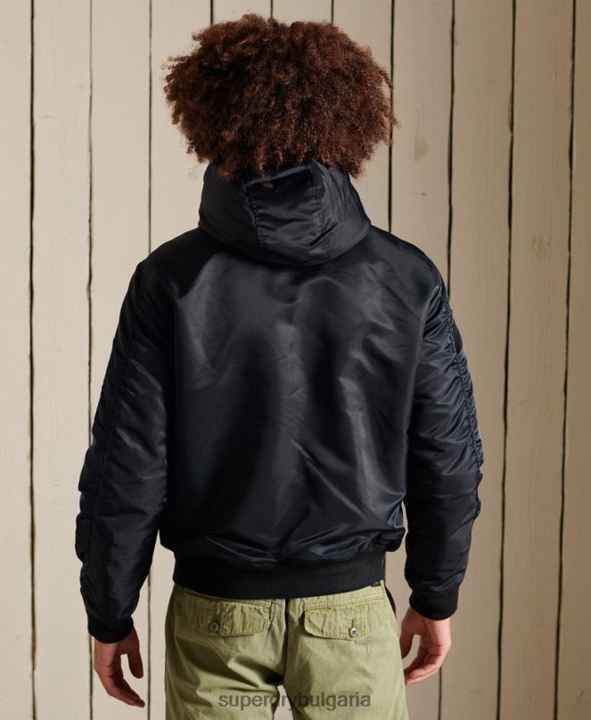 Superdry облекло N00H4658 военноморски флот мъже бомбър яке ma1 с качулка