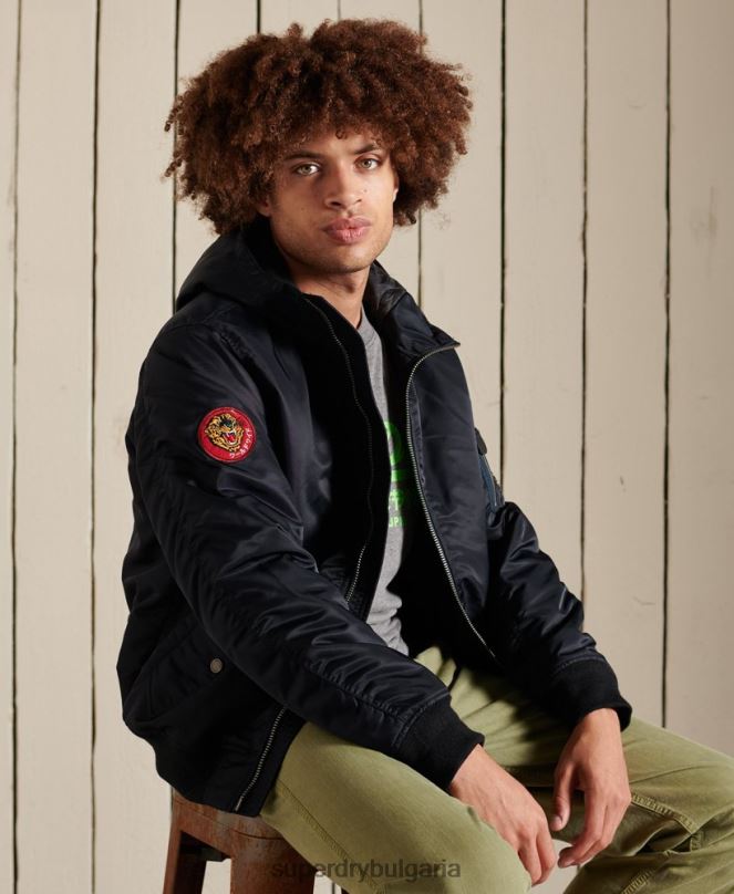 Superdry облекло N00H4658 военноморски флот мъже бомбър яке ma1 с качулка