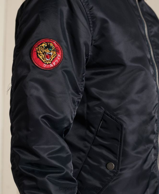 Superdry облекло N00H4658 военноморски флот мъже бомбър яке ma1 с качулка