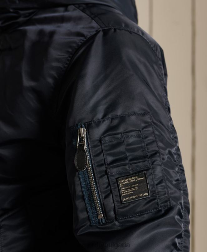 Superdry облекло N00H4658 военноморски флот мъже бомбър яке ma1 с качулка