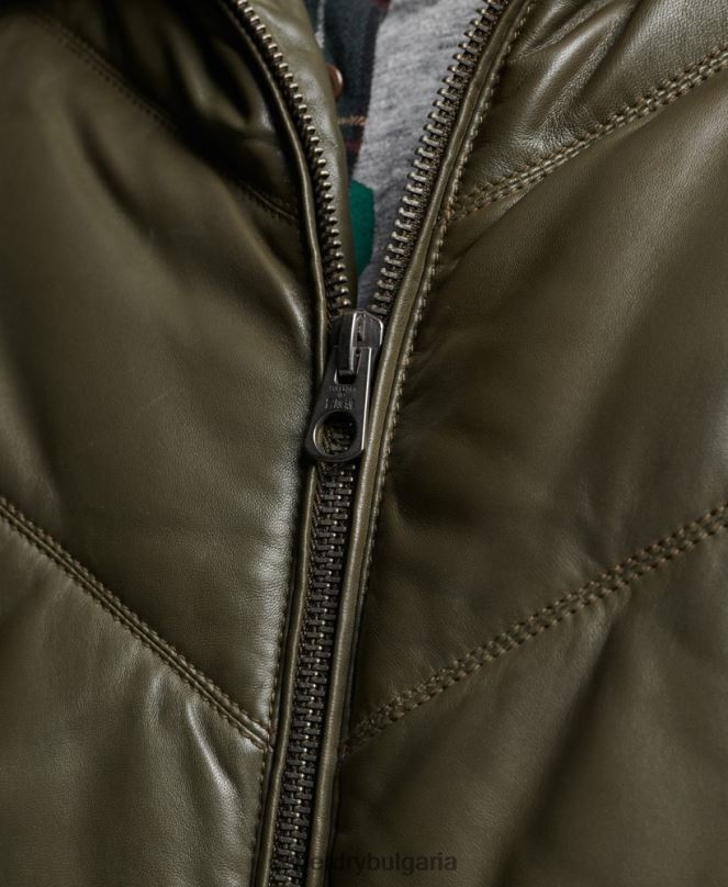 Superdry облекло N00H4666 зелено мъже наследствено кожено пухено яке