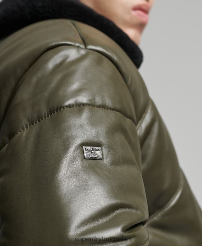 Superdry облекло N00H4666 зелено мъже наследствено кожено пухено яке