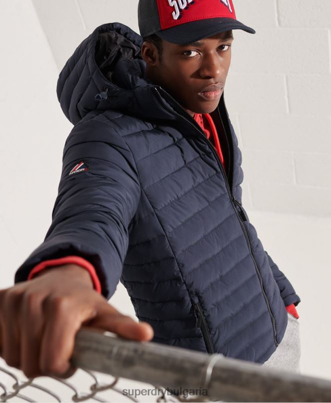 Superdry облекло N00H4668 военноморски флот мъже яке fuji с качулка
