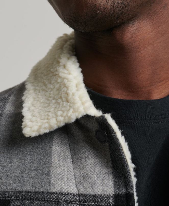 Superdry облекло N00H4671 черен мъже шосейно вълнено яке шерпа на шофьор на камион