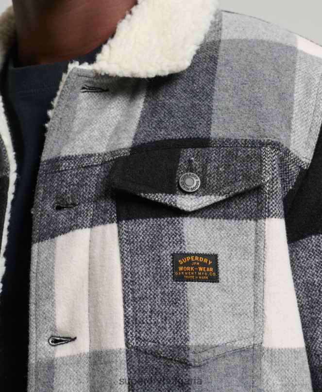 Superdry облекло N00H4671 черен мъже шосейно вълнено яке шерпа на шофьор на камион