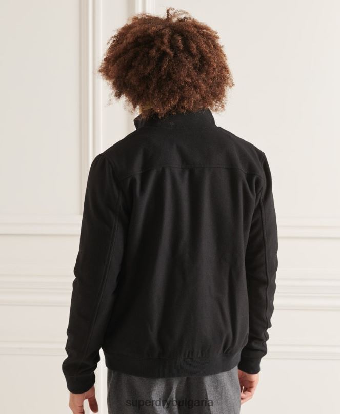 Superdry облекло N00H4672 черен мъже студия вълнено сако Харингтън
