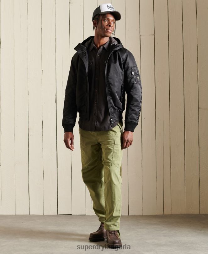 Superdry облекло N00H4673 черен мъже бомбър яке ma1 с качулка